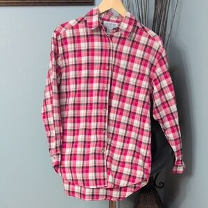 Carolina Colours Women's Red Plaid Button Down Shirt 100% cotton